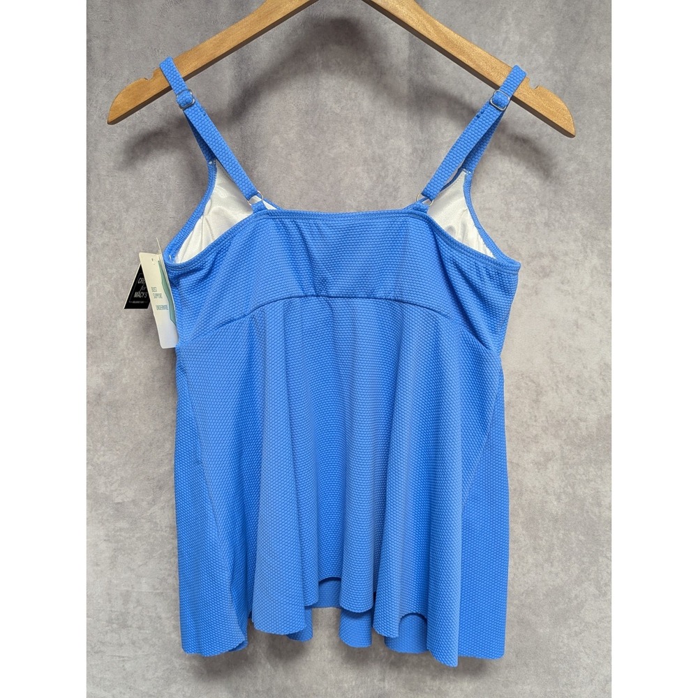 Swim Solutions Size 10 Women Blue Tankini Top Cabana Swim (S65) - Picture 2 of 3